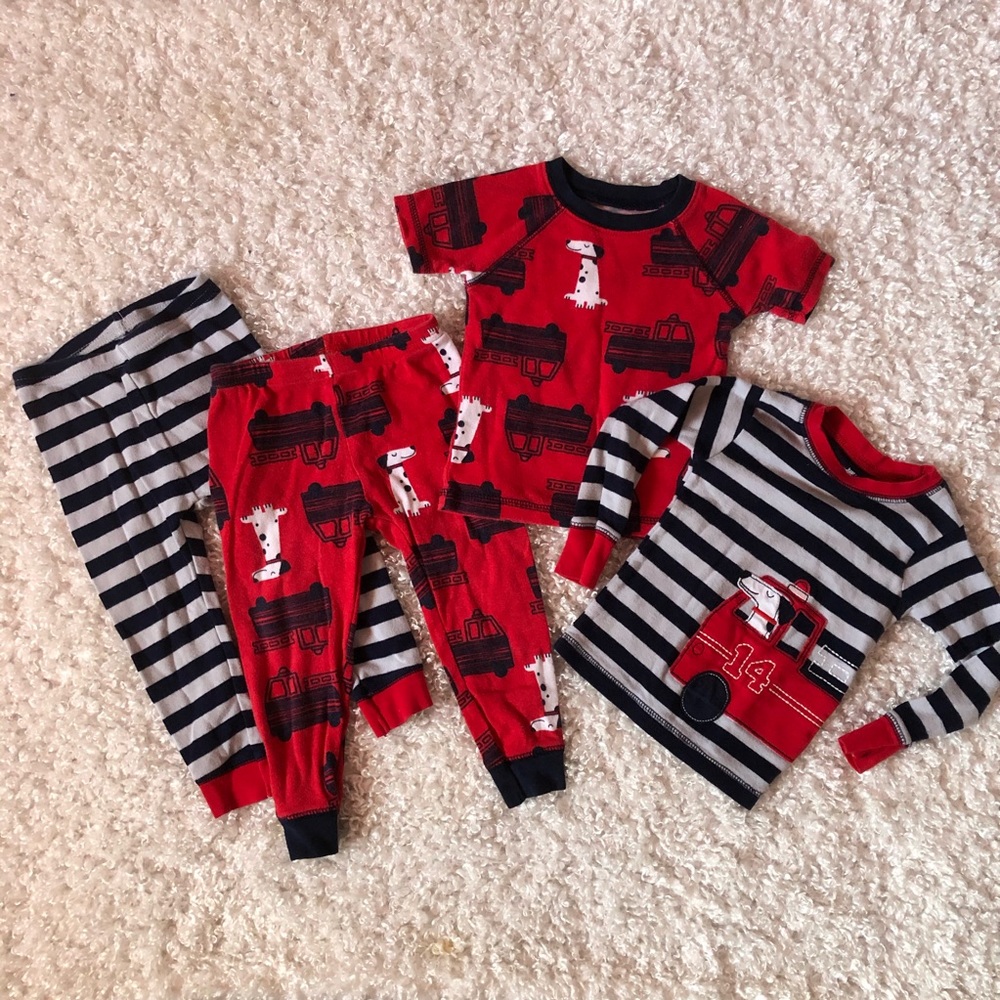 Carters 18 month pajamas 4pc set fire truck - Picture 1 of 7